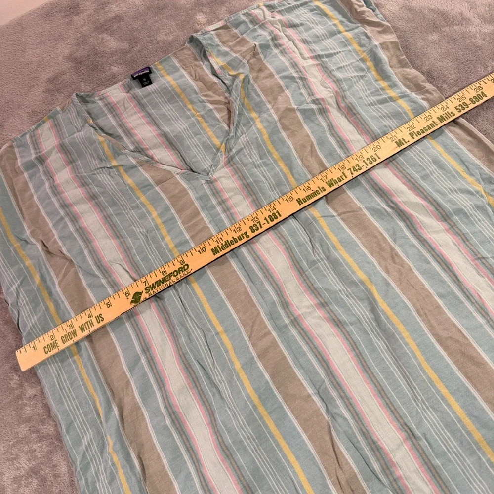 Patagonia Tunic Dress Womens‎ M Blue Striped Organic Cotton Hemp 58295 SP19